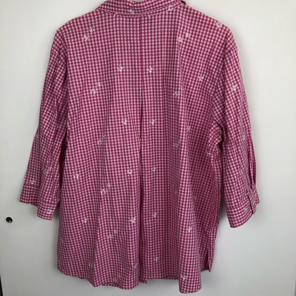 Denim&Co Pink and Yellow Gingham Shirts Lot of 2 Size 1X - Picture 5 of 12